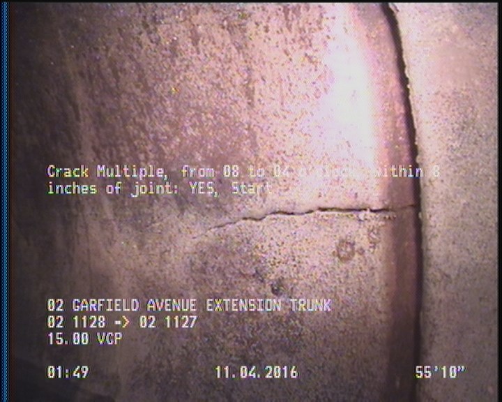 Crack Multiple, from 08 to 04 o'clock, within 8 inches of joint: YES, Start