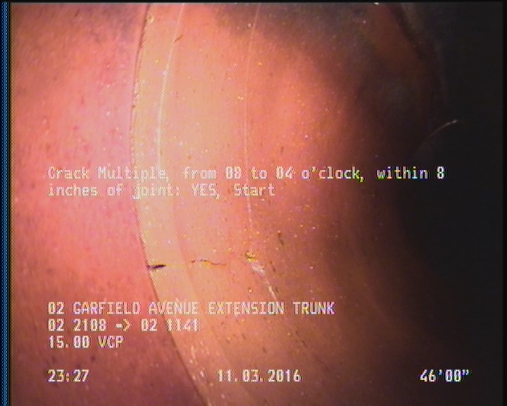 Crack Multiple, from 08 to 04 o'clock, within 8 inches of joint: YES, Start
