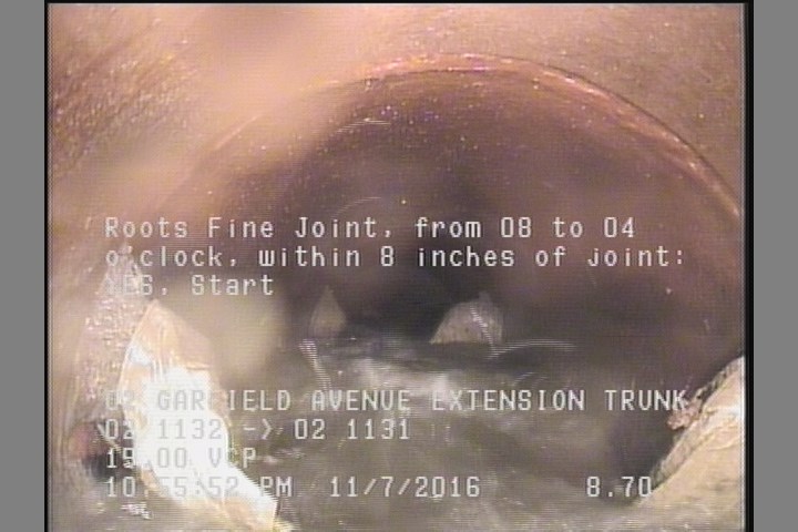 Roots Fine Joint, from 08 to 04 o'clock, within 8 inches of joint: YES, Start