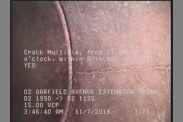 Crack Multiple, from 11 to 02 o'clock, within 8 inches of joint: YES