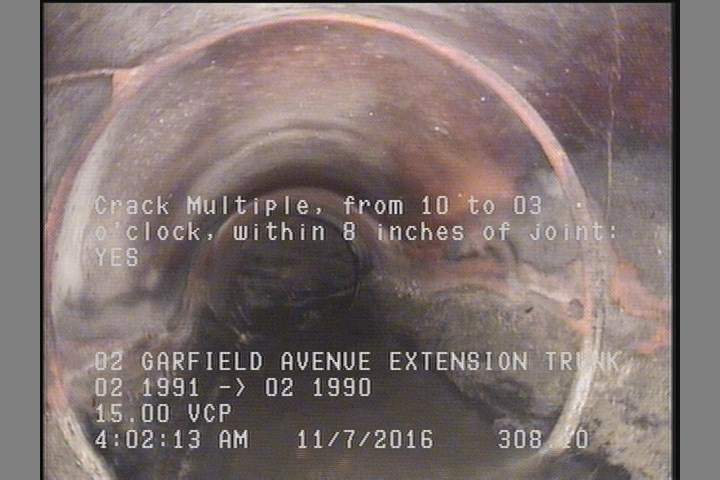 Crack Multiple, from 10 to 03 o'clock, within 8 inches of joint: YES