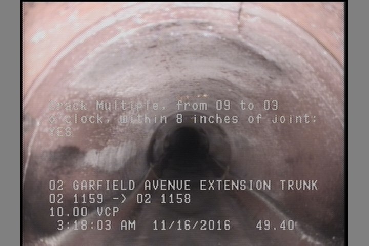 Crack Multiple, from 09 to 03 o'clock, within 8 inches of joint: YES