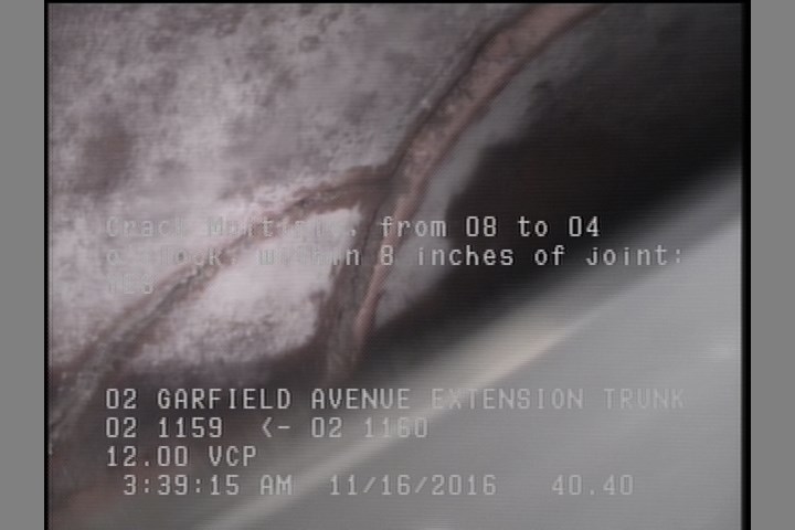 Crack Multiple, from 08 to 04 o'clock, within 8 inches of joint: YES