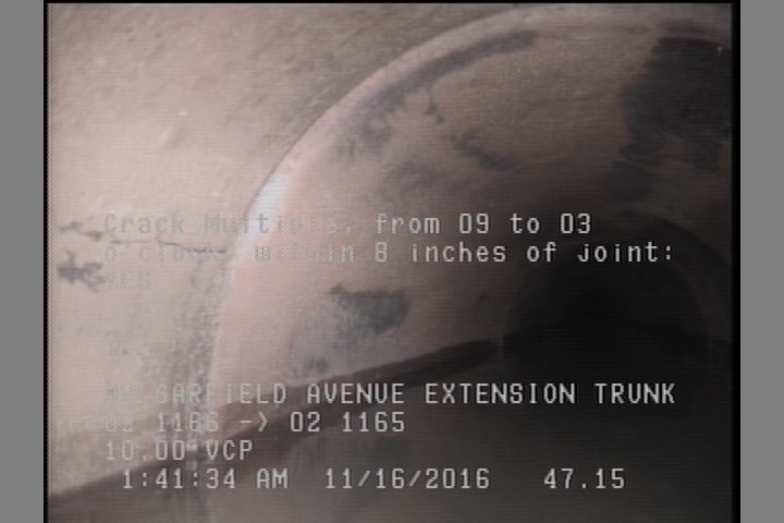 Crack Multiple, from 09 to 03 o'clock, within 8 inches of joint: YES
