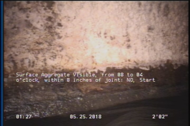 Surface Aggregate Visible, from 08 to 04 o'clock, within 8 inches of joint: NO, Start