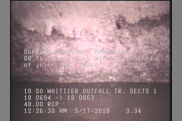 Surface Aggregate Projecting, from 08 to 04 o'clock, within 8 inches of joint: NO, Start