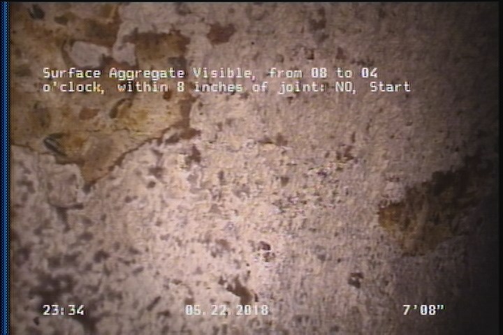 Surface Aggregate Visible, from 08 to 04 o'clock, within 8 inches of joint: NO, Start