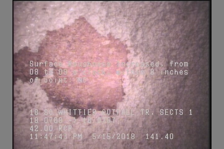 Surface Roughness Increased, from 08 to 09 o'clock, within 8 inches of joint: NO