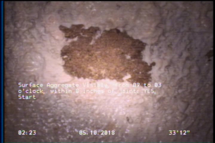 Surface Aggregate Visible, from 09 to 03 o'clock, within 8 inches of joint: YES, Start