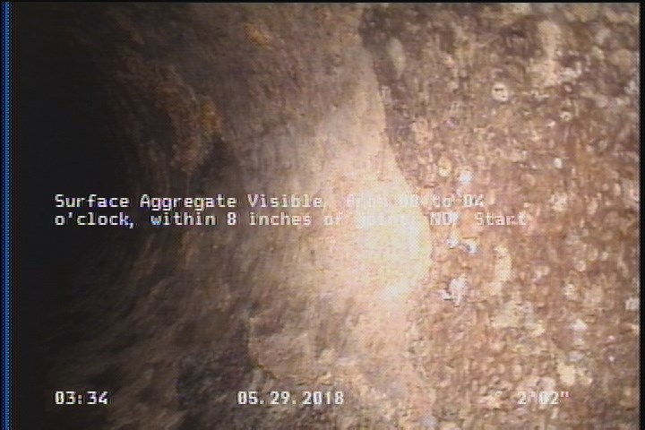 Surface Aggregate Visible, from 08 to 04 o'clock, within 8 inches of joint: NO, Start