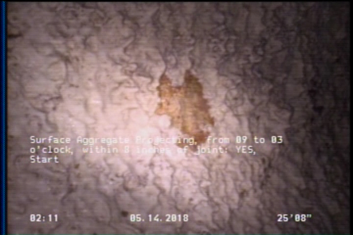 Surface Aggregate Projecting, from 09 to 03 o'clock, within 8 inches of joint: YES, Start