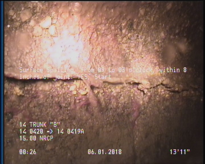 Surface Spalling, from 09 to 03 o'clock, within 8 inches of joint: YES, Start