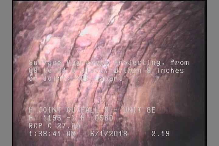 Surface Aggregate Projecting, from 08 to 04 o'clock, within 8 inches of joint: YES, Start