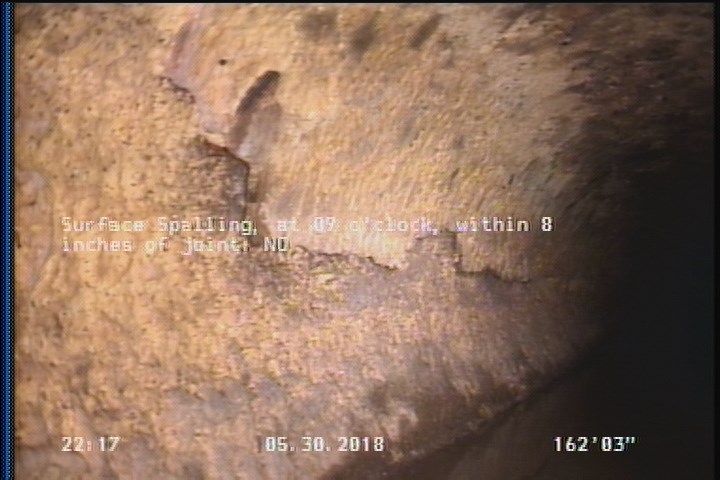 Surface Spalling, at 09 o'clock, within 8 inches of joint: NO