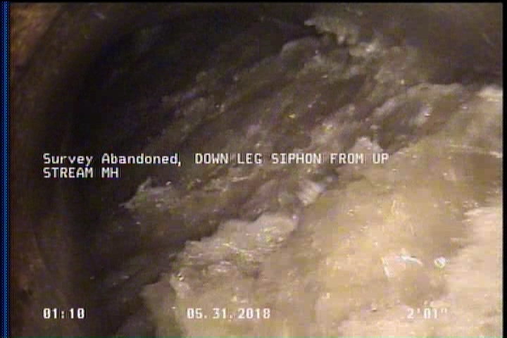Survey Abandoned - DOWN LEG SIPHON FROM UP STREAM MH