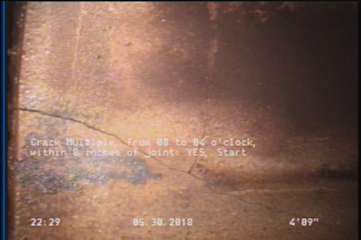 Crack Multiple, from 08 to 04 o'clock, within 8 inches of joint: YES, Start