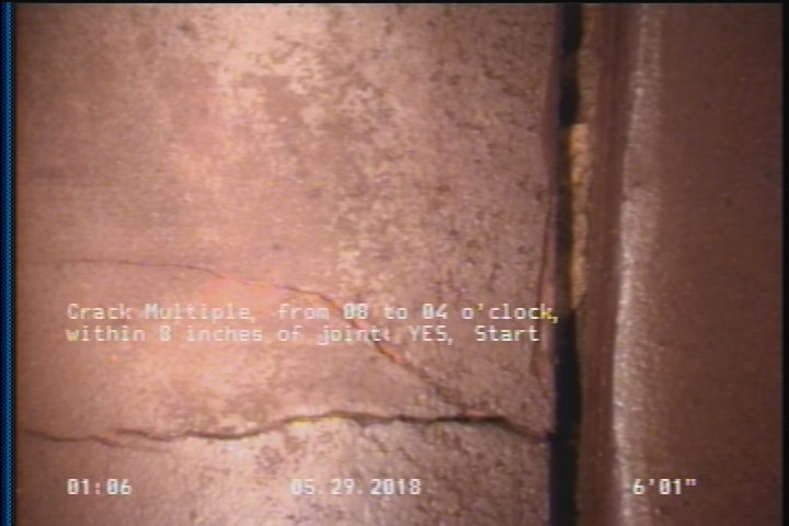 Crack Multiple, from 08 to 04 o'clock, within 8 inches of joint: YES, Start