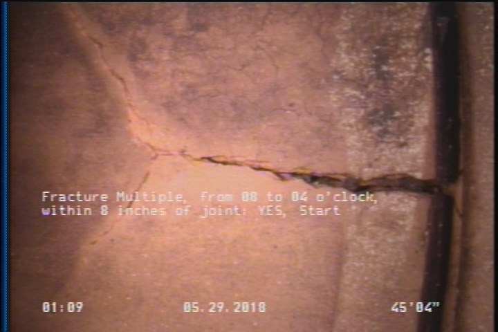 Fracture Multiple, from 08 to 04 o'clock, within 8 inches of joint: YES, Start