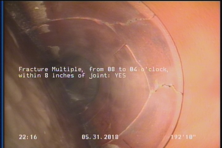Fracture Multiple, from 08 to 04 o'clock, within 8 inches of joint: YES