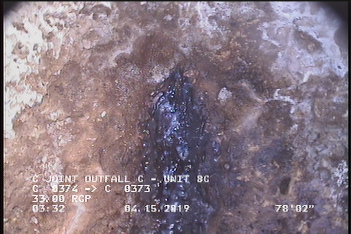 Infiltration Stain, from 09 to 03 o'clock, within 8 inches of joint: YES, Start