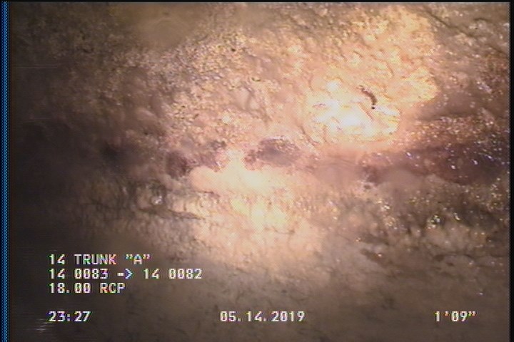 Deposits Attached Grease, 5 %of cross sectional area, from 03 to 09 o'clock, , within 8 inches of joint: YES, Start