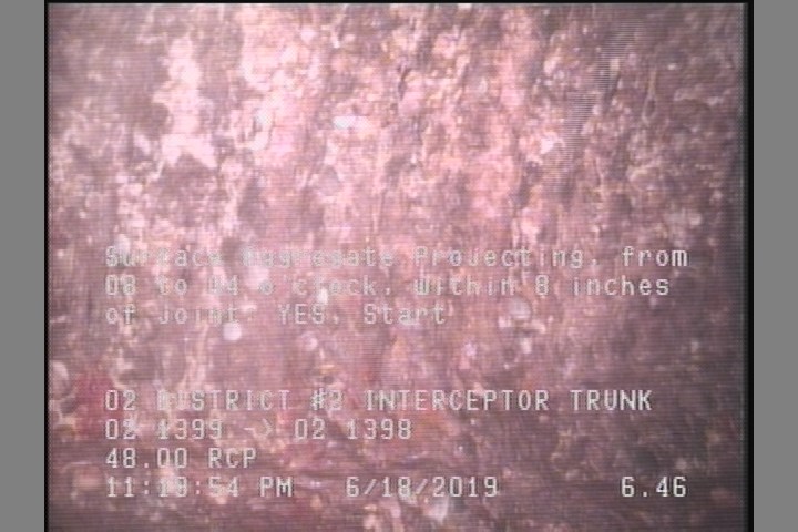 Surface Aggregate Projecting, from 08 to 04 o'clock, within 8 inches of joint: YES, Start