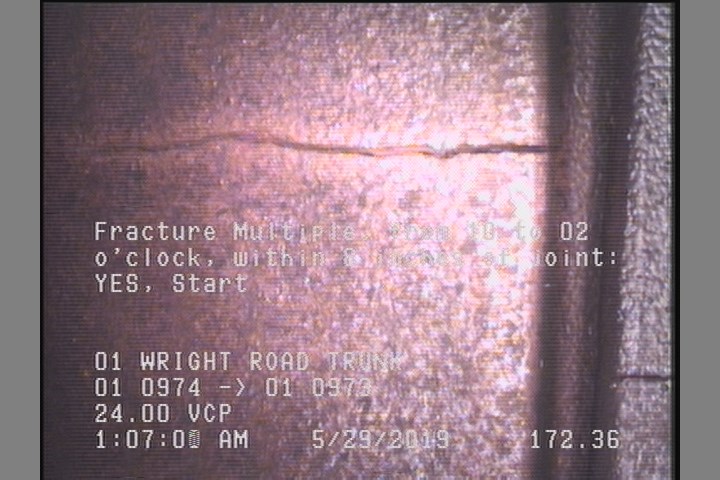 Fracture Multiple, from 10 to 02 o'clock, within 8 inches of joint: YES, Start