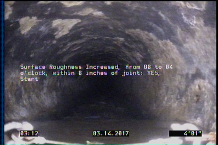 Surface Roughness Increased, from 08 to 04 o'clock, within 8 inches of joint: YES, Start