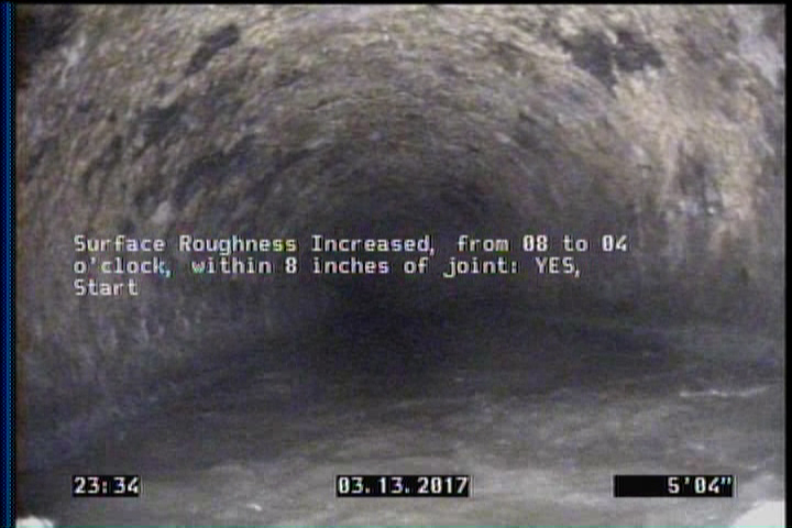 Surface Roughness Increased, from 08 to 04 o'clock, within 8 inches of joint: YES, Start