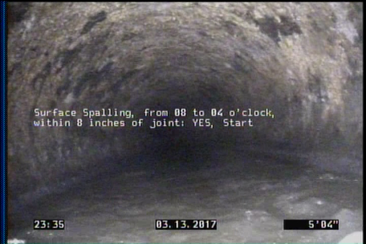 Surface Spalling, from 08 to 04 o'clock, within 8 inches of joint: YES, Start