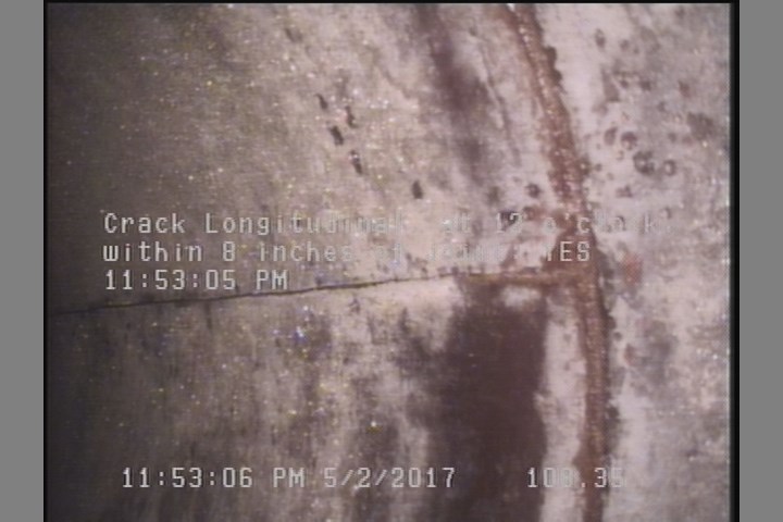 Crack Longitudinal, at 12 o'clock, within 8 inches of joint: YES