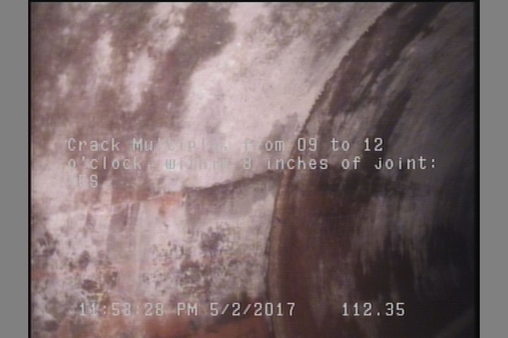 Crack Multiple, from 09 to 12 o'clock, within 8 inches of joint: YES