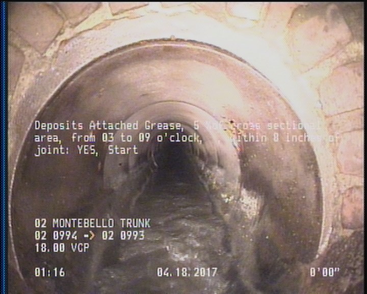 Deposits Attached Grease, 5 %of cross sectional area, from 03 to 09 o'clock, , within 8 inches of joint: YES, Start