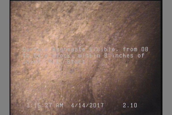 Surface Aggregate Visible, from 08 to 04 o'clock, within 8 inches of joint: YES, Start
