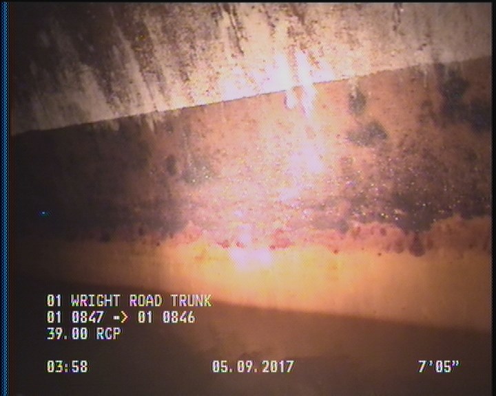 Deposits Attached Grease, 5 %of cross sectional area, from 03 to 09 o'clock, , within 8 inches of joint: YES, Start