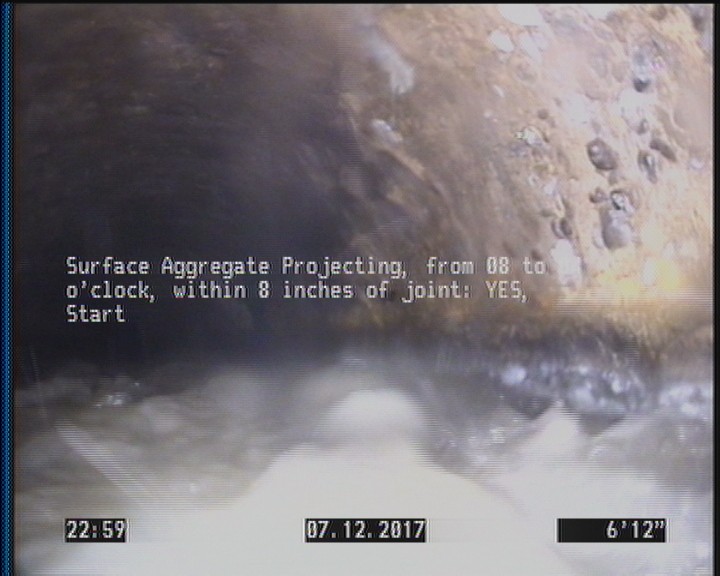 Surface Aggregate Projecting, from 08 to 04 o'clock, within 8 inches of joint: YES, Start