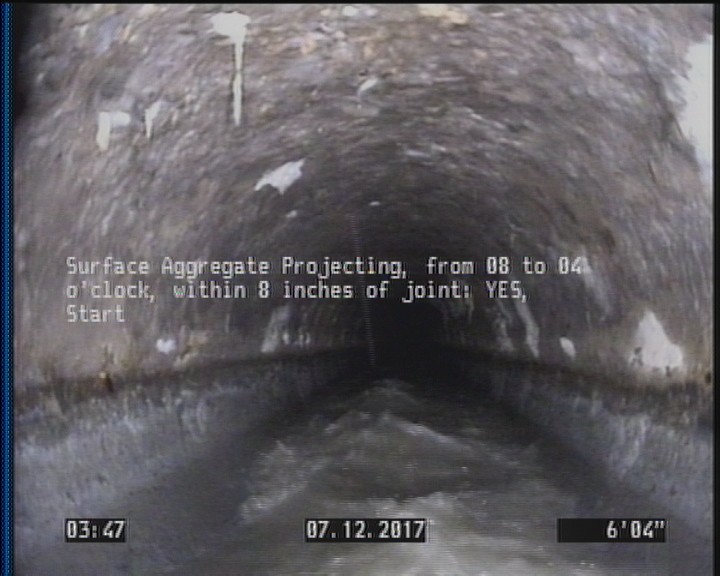 Surface Aggregate Projecting, from 08 to 04 o'clock, within 8 inches of joint: YES, Start