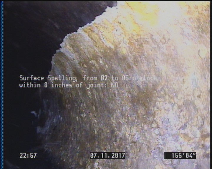 Surface Spalling, from 02 to 05 o'clock, within 8 inches of joint: NO