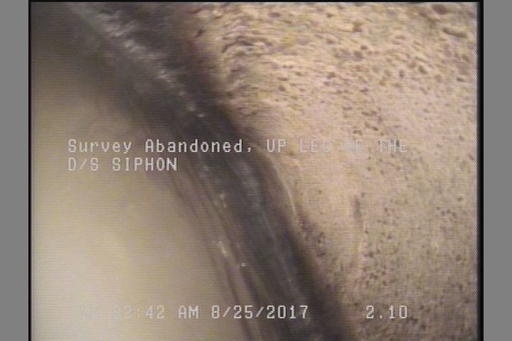 Survey Abandoned - UP LEG OF THE D/S SIPHON