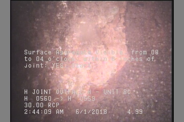 Surface Aggregate Visible, from 08 to 04 o'clock, within 8 inches of joint: YES, Start