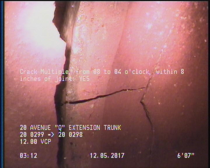 Crack Multiple, from 08 to 04 o'clock, within 8 inches of joint: YES