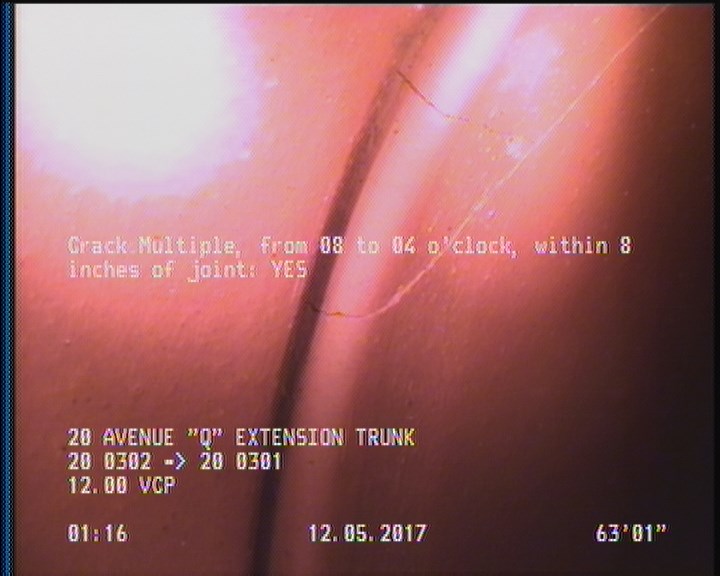 Crack Multiple, from 08 to 04 o'clock, within 8 inches of joint: YES