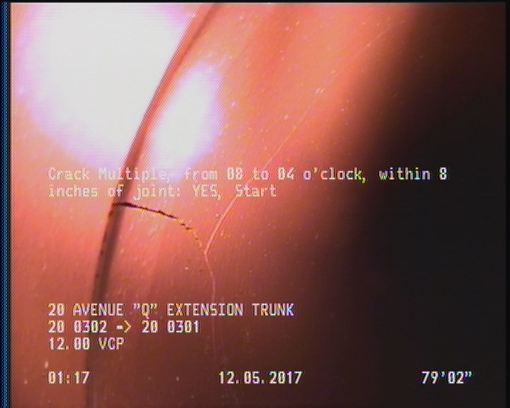 Crack Multiple, from 08 to 04 o'clock, within 8 inches of joint: YES, Start