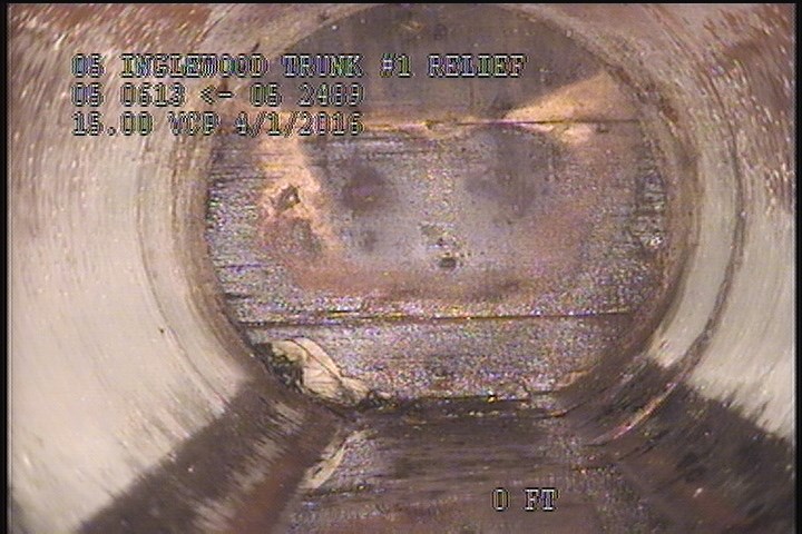 Upstream Manhole, Survey Ends - 12:01 PM, INSPECTION COMPLETED @ THE STOPLOG