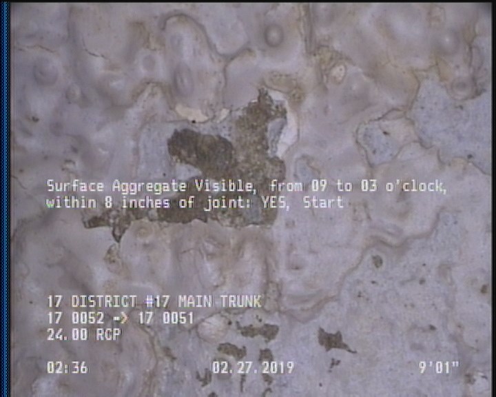 Surface Aggregate Visible, from 09 to 03 o'clock, within 8 inches of joint: YES, Start