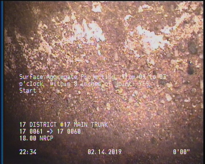 Surface Aggregate Projecting, from 09 to 03 o'clock, within 8 inches of joint: YES, Start