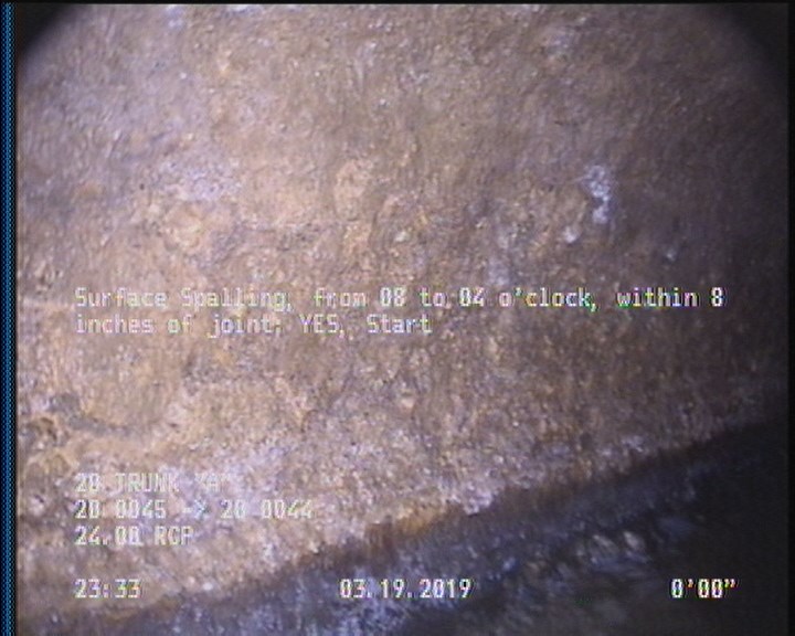 Surface Spalling, from 08 to 04 o'clock, within 8 inches of joint: YES, Start