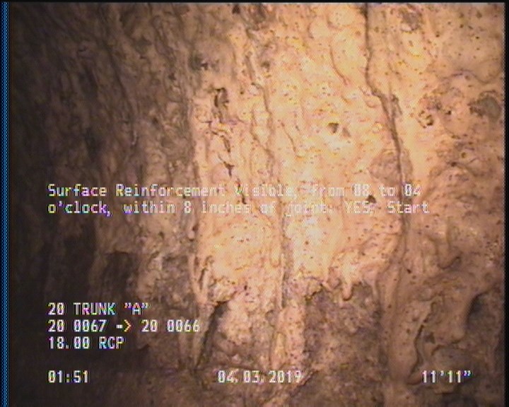 Surface Reinforcement Visible, from 08 to 04 o'clock, within 8 inches of joint: YES, Start