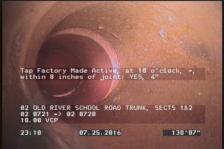 Tap Factory Made Active, at 10 o'clock, -, within 8 inches of joint: YES, 4"