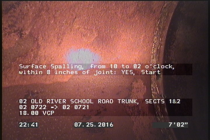 Surface Spalling, from 10 to 02 o'clock, within 8 inches of joint: YES, Start